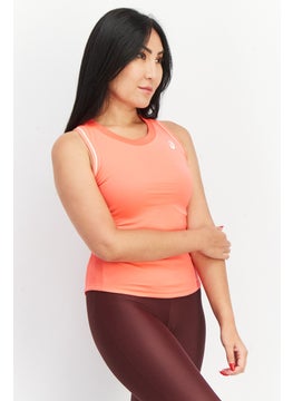 Asics Women Sportswear Fit Round Neck Sleeveless Brand Logo Top, Hibiscus  - Image 2