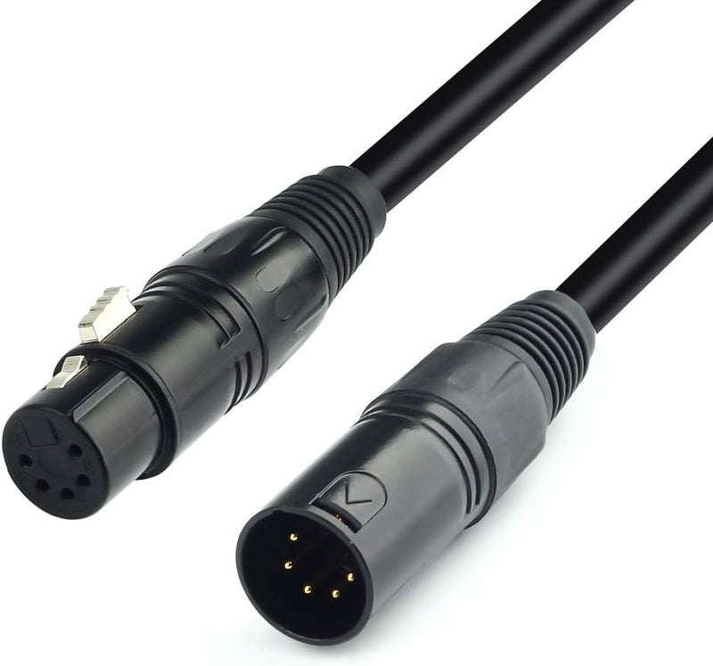 SiYear كابل DMX 5 PIN XLR بطول 15 قدم، DMX512 XLR 5 Pin ذكر إلى أنثى كابل DMX 512 لتحويل إضاءة المسرح (4.5 متر) - Image 1