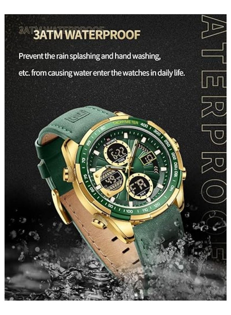 NAVIFORCE NAVIFORCE Men's Military Digital Watches Analog Quartz Waterproof Watch Sport Multifunctional Leather Chronograph Wristwatch NF9197L  - Image 3