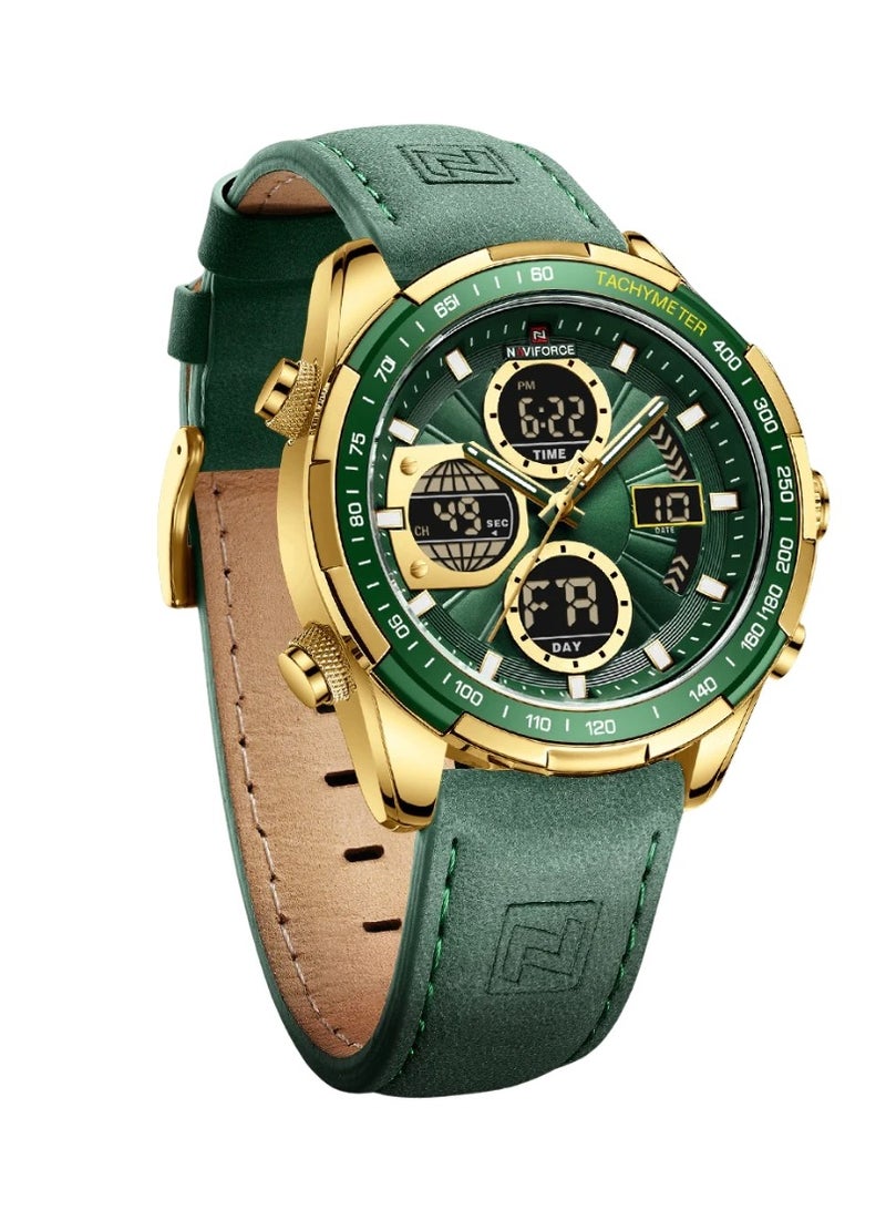 NAVIFORCE Men's Military Digital Watches Analog Quartz Waterproof Watch Sport Multifunctional Leather Chronograph Wristwatch NF9197L
