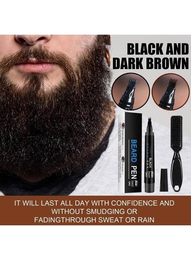 Beard Pen, 1Pack Beard Pencil Filler for Men dark brown- Water Proof Beard pen and beard brush Long Lasting Coverage Natural Finish, Male Mustache Repair Shape ( Brush) - Image 2