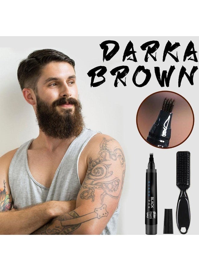 Beard Pen, 1Pack Beard Pencil Filler for Men dark brown- Water Proof Beard pen and beard brush Long Lasting Coverage Natural Finish, Male Mustache Repair Shape ( Brush) - Image 3