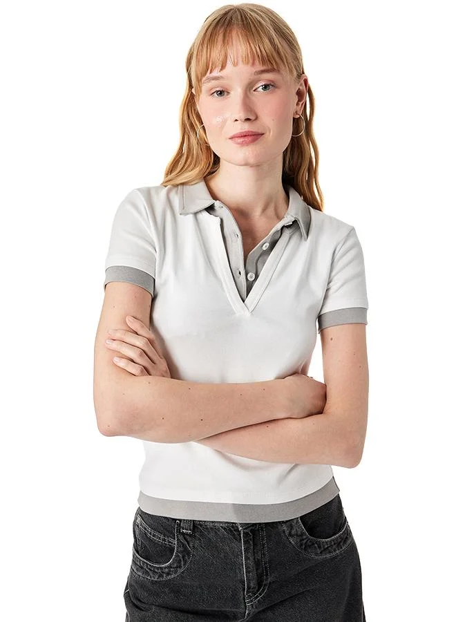 كوتون Polo Neck T-Shirt