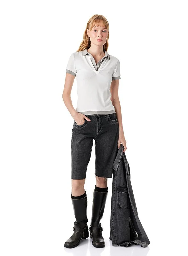كوتون Polo Neck T-Shirt