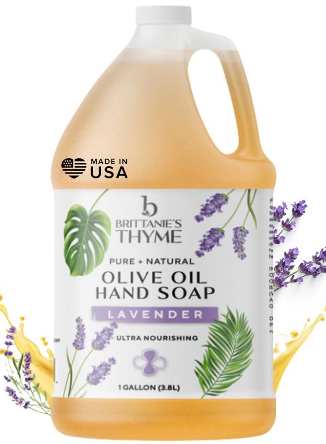 Brittanie's Thyme Brittanie's Pure Organic Castile Liquid Olive Oil Soap Refill | Face, Body Wash, Dishes, Pets & Laundry | Vegan & Gluten Free Non-GMO (Lavender 1 Gallon) - Image 1