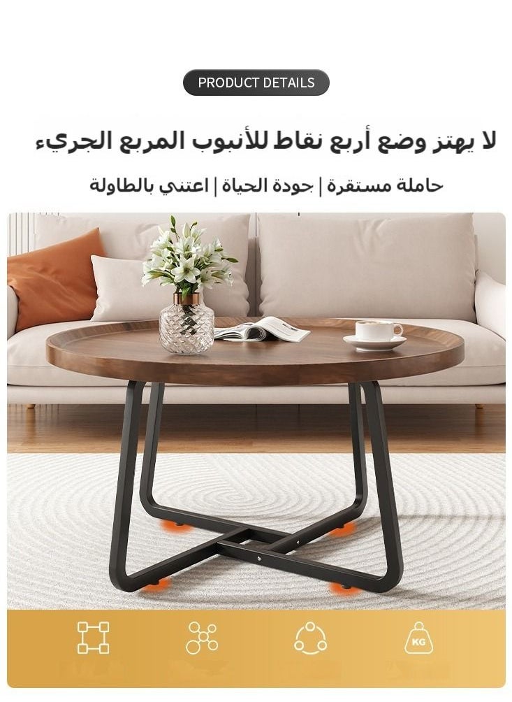 XiuWoo - Set of 2 nesting coffee table, wooden walnut coffee table, rustic coffee Table mid-century, modern round coffee tables center table for living room bedroom office furniture easy assembly, 50CM+70CM - Image 1