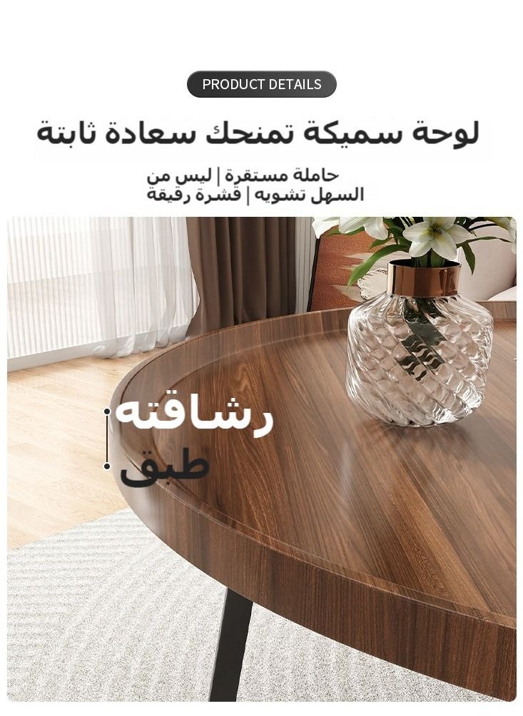 XiuWoo - Set of 2 nesting coffee table, wooden walnut coffee table, rustic coffee Table mid-century, modern round coffee tables center table for living room bedroom office furniture easy assembly, 50CM+70CM - Image 1