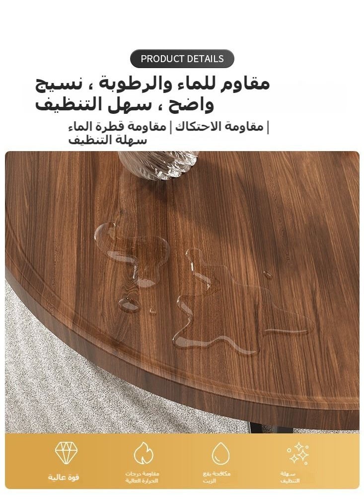 XiuWoo - Set of 2 nesting coffee table, wooden walnut coffee table, rustic coffee Table mid-century, modern round coffee tables center table for living room bedroom office furniture easy assembly, 50CM+70CM - Image 1