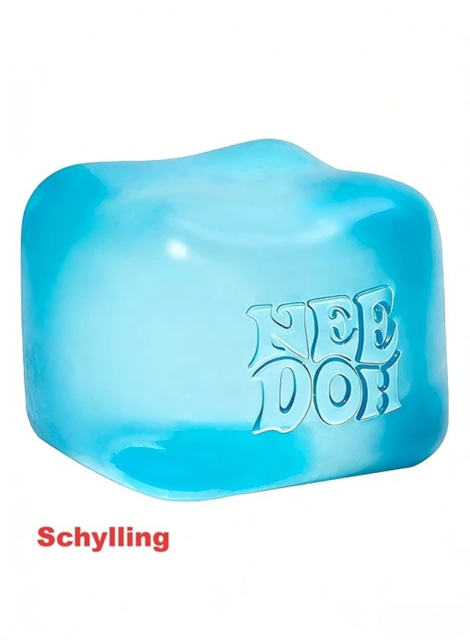Schylling NeeDoh Nice Cube -Sensory Squeeze Toy with Super Solid Squish - 2.25" Cube (Blue) - Image 1