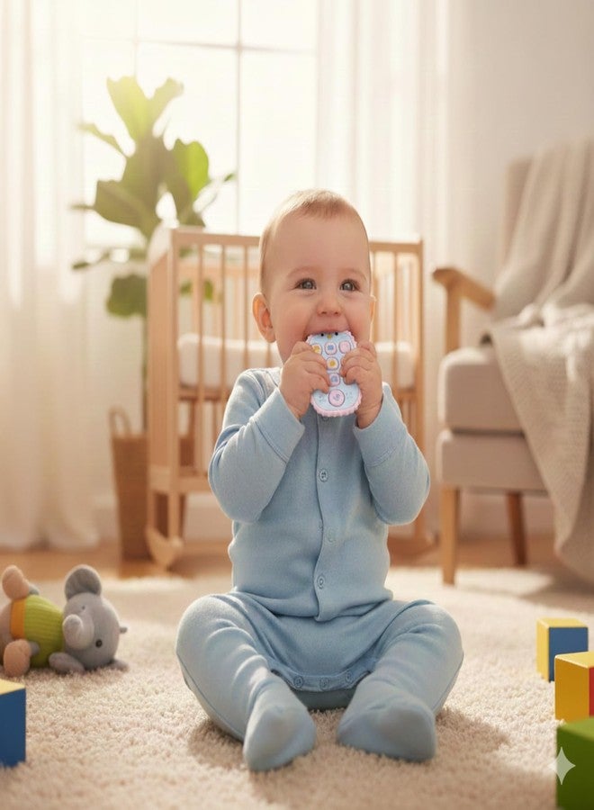 Ashmen Silicon Mobile Teether: Soft Silicone Remote Toy Baby Toys for 6 to 12 Months | BPA-Free Teething Toys for Babies and Toddlers | Biting Skills, Color & Shape Recognition- Multicolor - Image 1