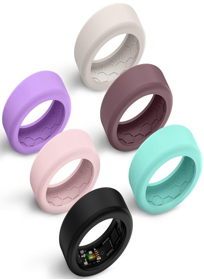 Hexasider 6 Pack Smart Ring Cover Fits 7mm and 8mm Ring Smart, Anti-Scratch Silicone Case for Working Out Gym Smart Rings Protector for Women Men (S+8mm) - Image 1
