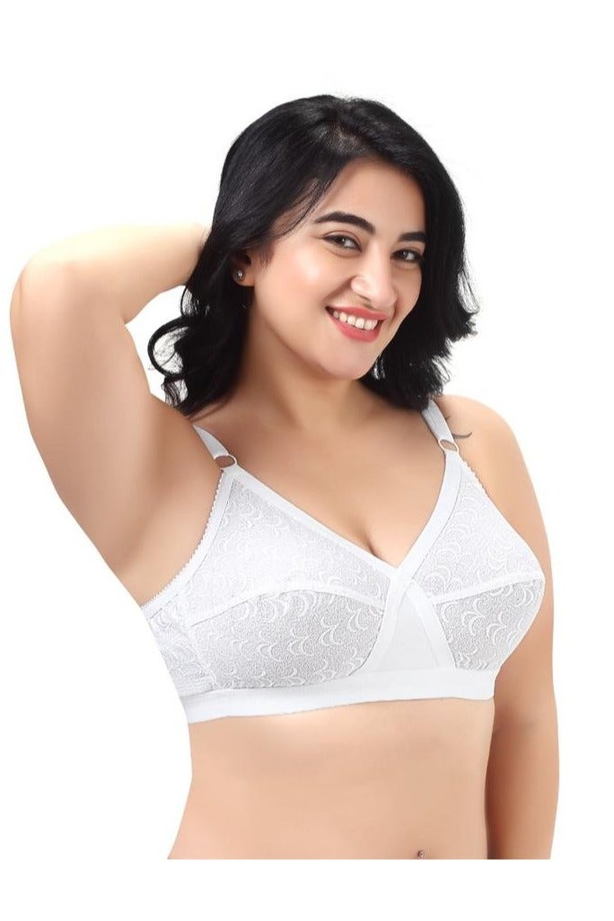 RAJNI Women's Bra D Cup 100% Cotton Soft Breathable Non-Padded Double Layer Adjustable Straps Wire-free Plus Size Pack of 3 - Image 3