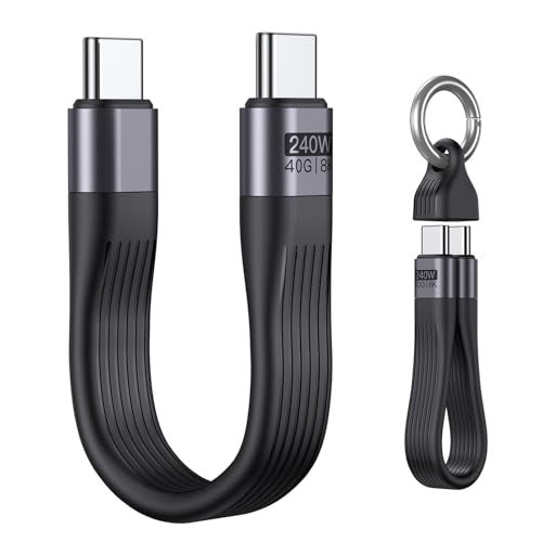 VAFOTON PD 240W Short USB C Cable/USB 4.0 USB C Short Cable/40Gbps Data Transfer, 8K 60Hz Video Display, Thunderbolt 3/4 for 1Phone16/15, Ma-Book/1Pad Series, Samsung Galaxy, Android Auto, VR - Image 1