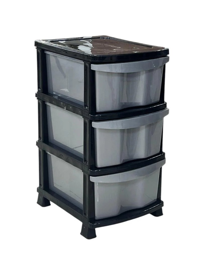 Home Ezz Plastic Storage Unit with 3 Grey Drawers and Black Frame – Perfect for Neatly Organizing Household and Office Items in a Stylish, Modern Look  - Image 2