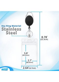 MIFFLIN Retractable Badge Reels W Clear Vertical Id Name Card Holders (2.4X3.6 Inch 2 Pack) Black Reel W Carabiner Clip & Belt Hook  - Image 4
