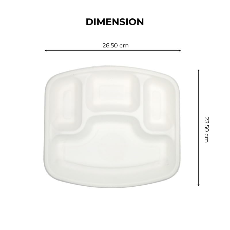 EATONS | 4 Compartment Bagasse Meal Tray | 11 Inch - Pack of 25 | Disposable Plates Big Size | Sugarcane Paper Plates | Great for Events, Caterers & Buffet | Heavy Duty, Leakproof, Microwave Safe - Image 3