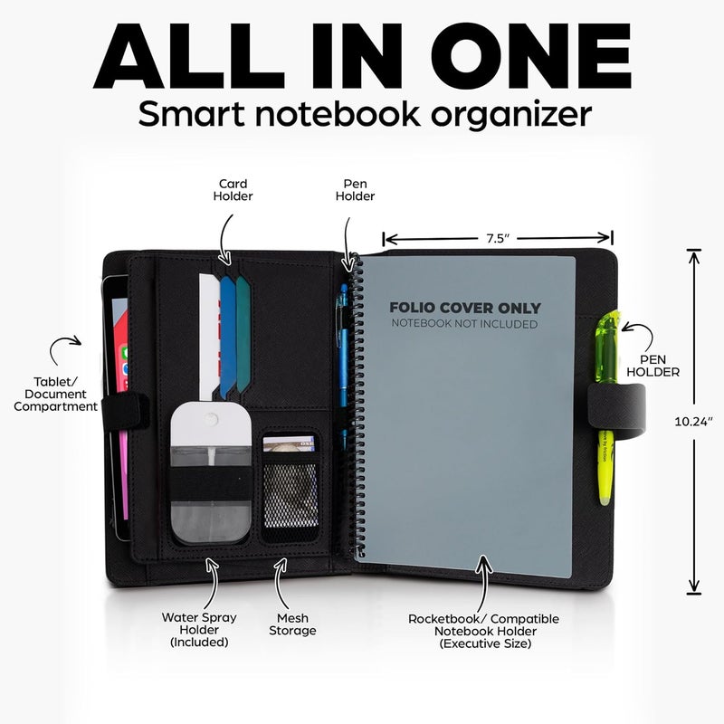 Trailblaze Premium Folio Cover Compatible with Rocketbook Everlast, Wave, Fusion, Panda, Smart Reusable Notebook - Executive Size A5 Portfolio Organizer Multiple Pockets & Sections Fits 6 x 8.8" Smart Notebook - Image 5
