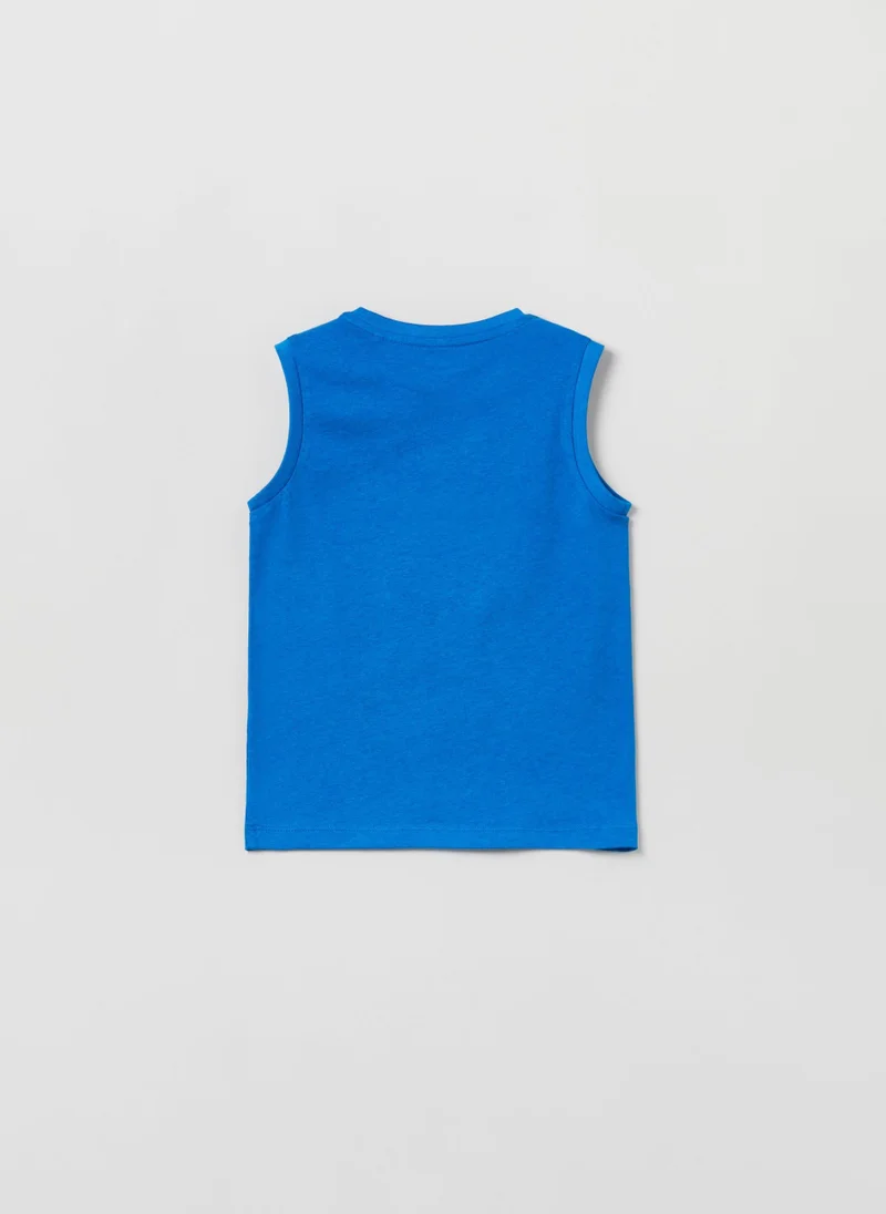 Ovs Cotton Racerback Vest With Print