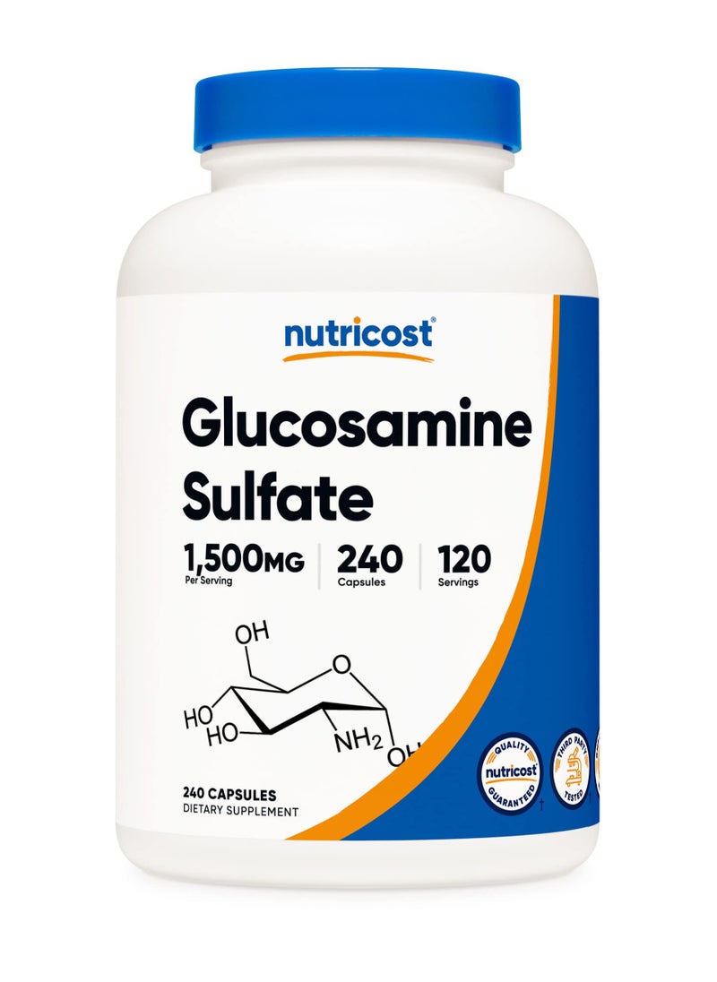 Nutricost - Glucosamine Sulfate, 1500 MG Glucosamine Sulfate KCI Per Serving| 240 Capsules | 120 SERVINGS - Image 1