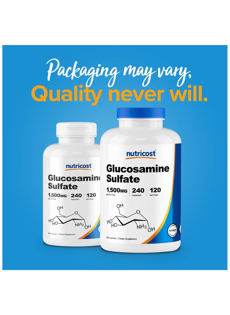 Nutricost - Glucosamine Sulfate, 1500 MG Glucosamine Sulfate KCI Per Serving| 240 Capsules | 120 SERVINGS - Image 1