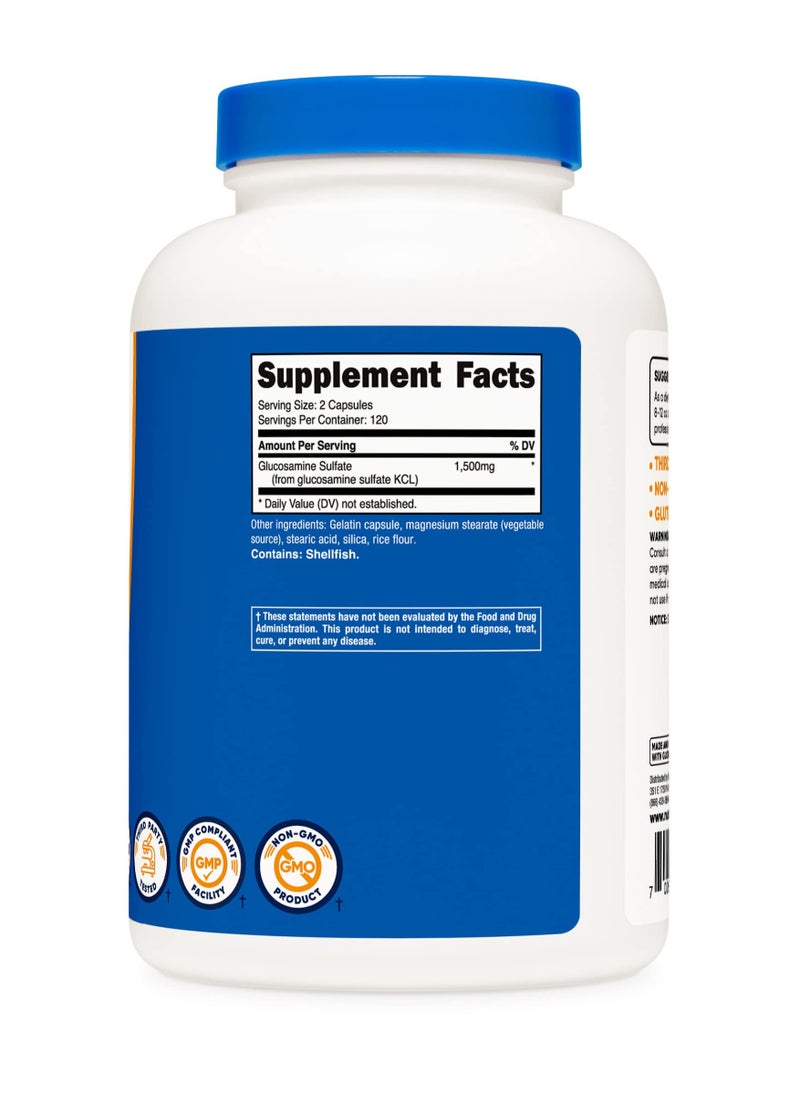 Nutricost - Glucosamine Sulfate, 1500 MG Glucosamine Sulfate KCI Per Serving| 240 Capsules | 120 SERVINGS - Image 1