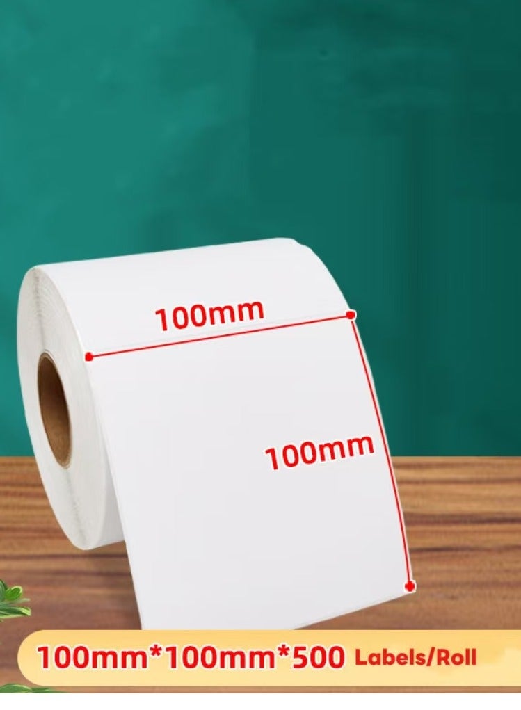 Direct Thermal Labels Self-Adhesive 100mmx100mm (3.93" x 3.93")Stickers, 500 Labels/Roll,Address Shipping Mailing Postage( Blank White) - Image 1