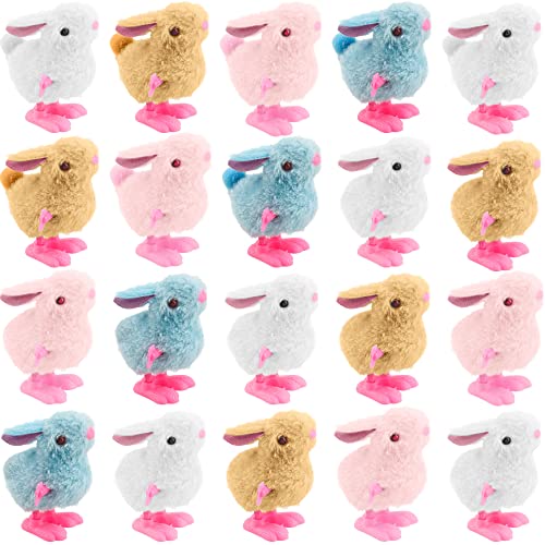 Cotiny 20 Pack Easter Wind Up Bunny Toys Jumping Plush Rabbits Hopping Bunny for Easter Egg Hunt Easter Basket Filler Party Favors - Image 1