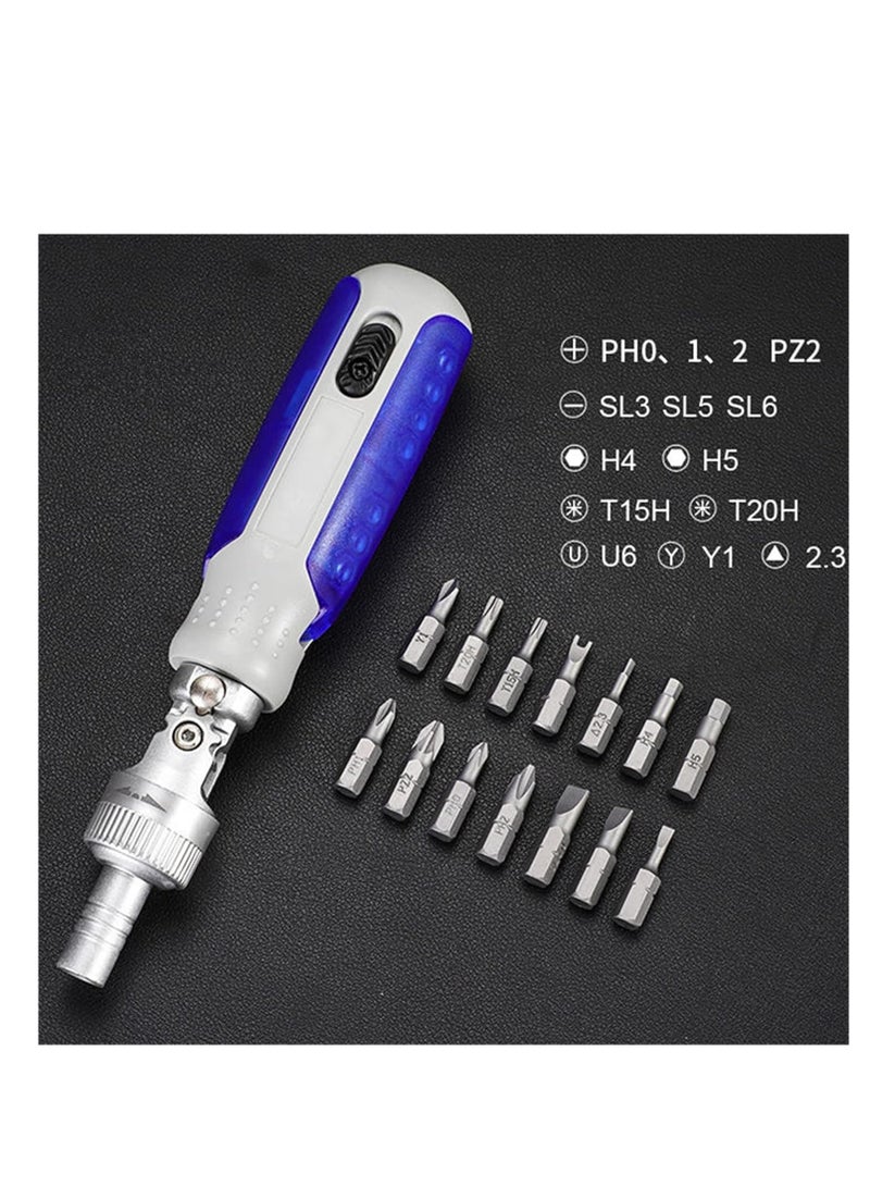 SYOSI 14 in 1 Multi Screwdriver, Multi Bit Magnetic Screwdriver Repair Tool, Screwdriver Ratchet and Adjustable Rotary Angle Screwdriver, for DIY, Home, Repair Work - Image 4