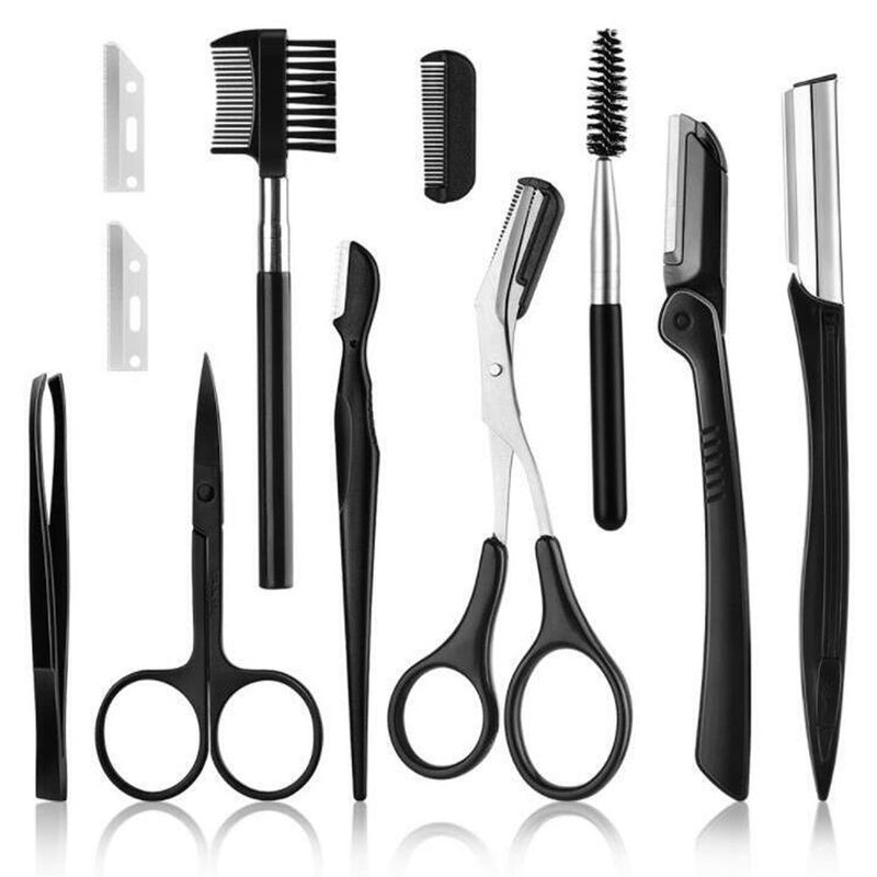 ZTRHYOO Eyebrow Razor Eyebrow Kit Multipurpose Exfoliating Dermaplaning Tool Face Razors for Women Girl Eyebrow Grooming Set 11 in 1