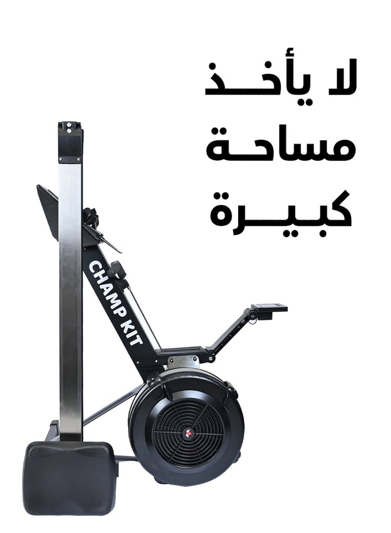 تشامب كت جهاز تجديف هوائي مع ارجل طويلة - شاشة PM5، حامل جهاز، مقاومة هواء قابلة للتعديل، سهلة التخزين - Image 2
