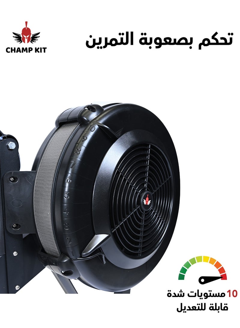 تشامب كت جهاز تجديف هوائي مع ارجل طويلة - شاشة PM5، حامل جهاز، مقاومة هواء قابلة للتعديل، سهلة التخزين - Image 3