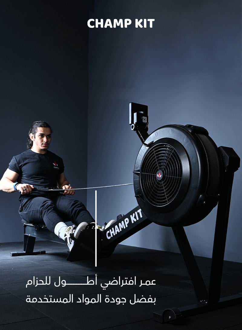 تشامب كت جهاز تجديف هوائي مع ارجل طويلة - شاشة PM5، حامل جهاز، مقاومة هواء قابلة للتعديل، سهلة التخزين - Image 5