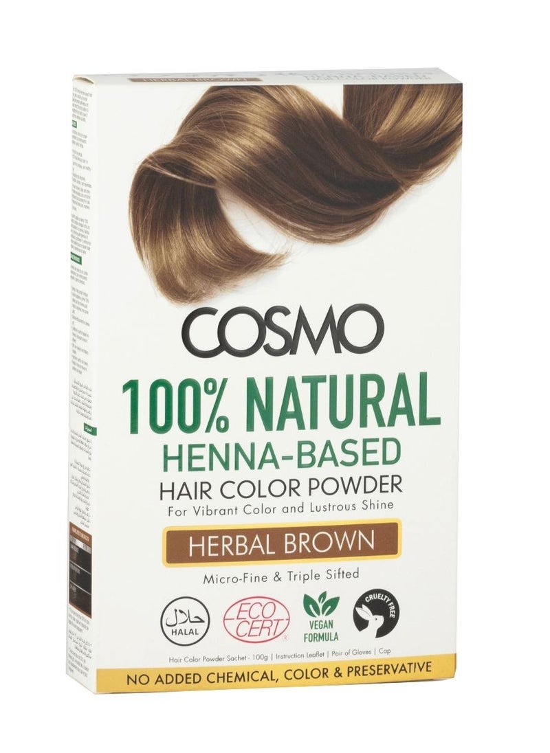 COSMO 100% Natural Henna Powder, Herbal Brown 
