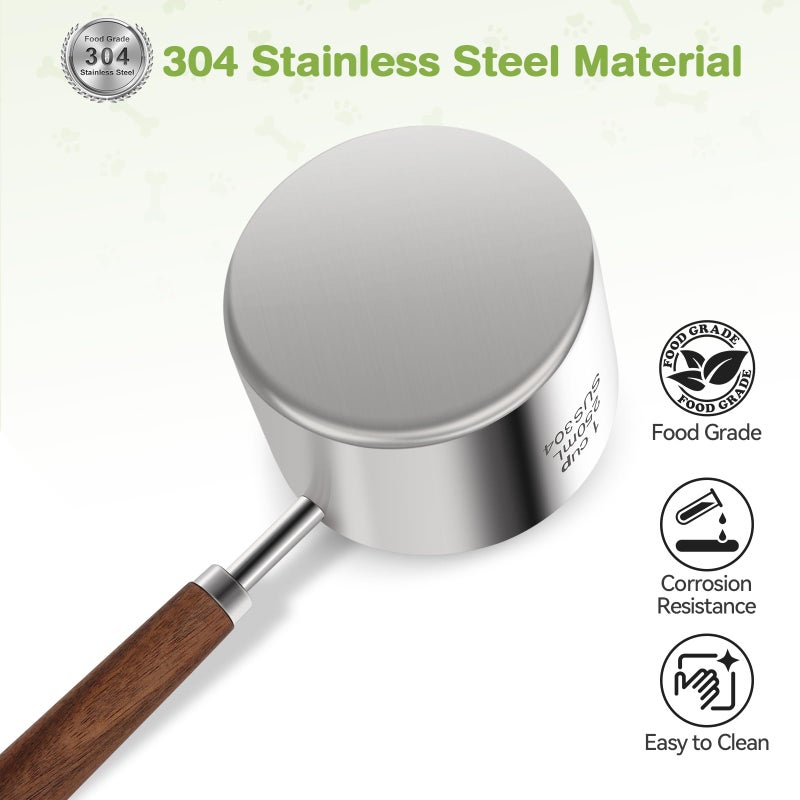 FAFAFLYER Dog-Cat Food-Scoop Measuring-Cup - 304 stainless steel material.1-Cup capacity. Precision scale measurements - Image 2