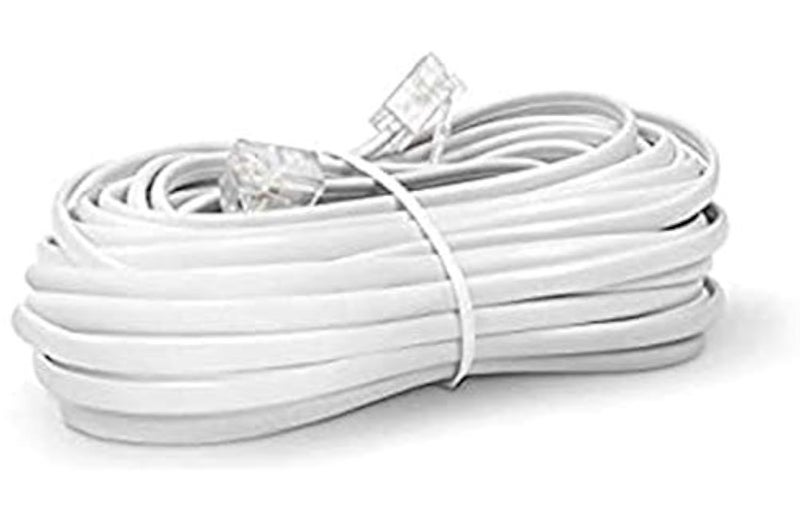 كابل تمديد هاتف بطول 25 قدم من نوع RJ11 - أبيض