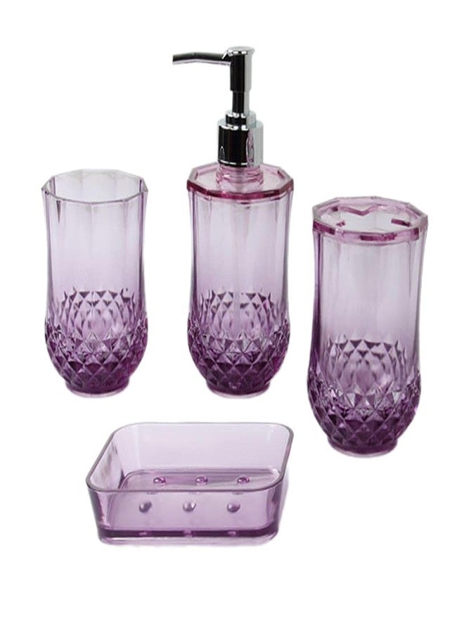 IEUDNS Soap Dispenser, Toothbrush Holder,Storage Case, Portable Mouthwash Cup Soap Dish for Vanity Countertop Hotel Bathroom Decor, Purple - Image 1
