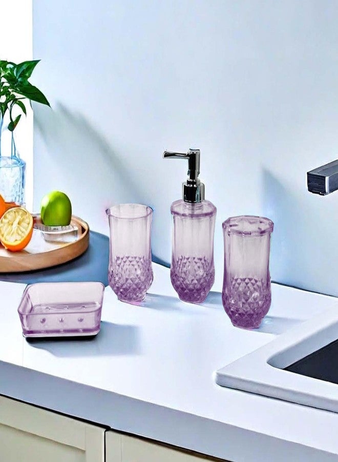 IEUDNS Soap Dispenser, Toothbrush Holder,Storage Case, Portable Mouthwash Cup Soap Dish for Vanity Countertop Hotel Bathroom Decor, Purple - Image 4