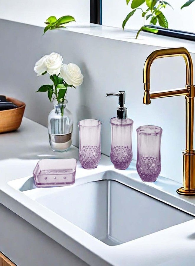 IEUDNS Soap Dispenser, Toothbrush Holder,Storage Case, Portable Mouthwash Cup Soap Dish for Vanity Countertop Hotel Bathroom Decor, Purple - Image 5