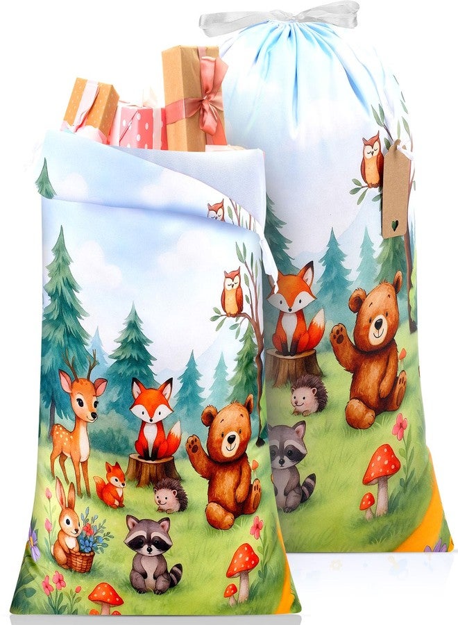 Capoda 2 Pcs Safari Animals Drawstring Bags 20 x 28 Inch Extra Large Bags Reusable Fabric Jungle Gift Pouches for Jungle Birthday Baby Shower Gender Reveal Gift Wrapping Supplies Decor - Image 1