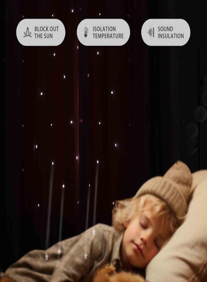 Anytime Star Cut-Out Blackout Curtains for Bedroom 2 Panels,2-Layers Mix Design of Fabric & Tulle,Pretty Pure Color Window Curtain for Kids Room(W52 x L84,Pink) - Image 4