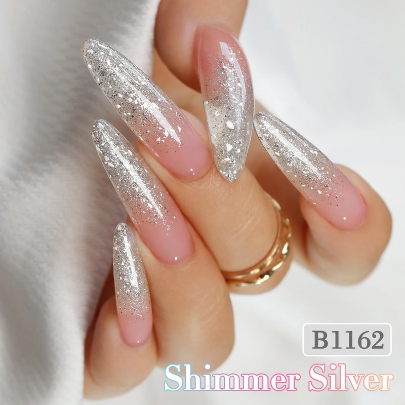 Double Rhythm 0.5Oz Glitter Gel Polish Shimmer Reflective Color for Nail Art Salon DIY Soak Off 15ml Nail Lamp Gel Polish at Home (Clear Silver-B1162) - Image 2