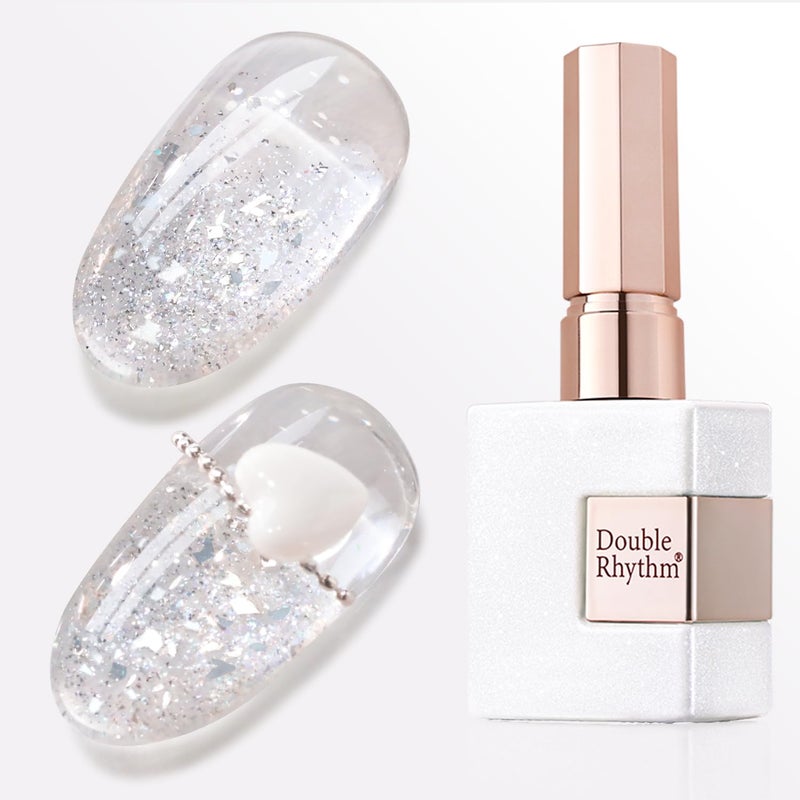 Double Rhythm 0.5Oz Glitter Gel Polish Shimmer Reflective Color for Nail Art Salon DIY Soak Off 15ml Nail Lamp Gel Polish at Home (Clear Silver-B1162) - Image 1