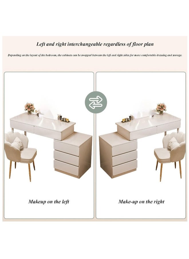JOMILA Makeup Vanity Desk, Dressing Table with 5 Drawers, Dressing Table Set with Mirror, Storage Cabinets for Girls Dressing Table Bedroom Furniture Off White  - Image 4