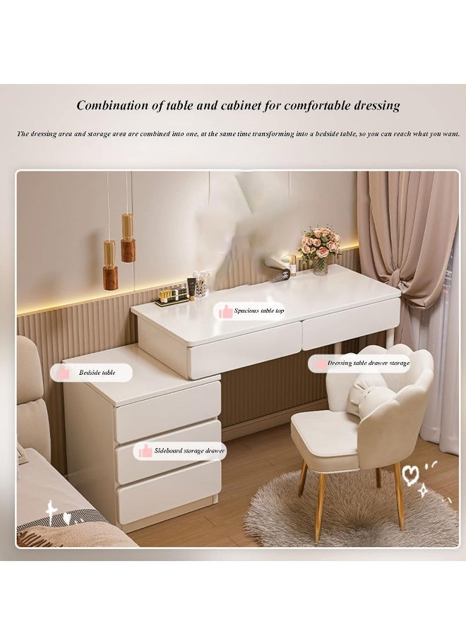 JOMILA Makeup Vanity Desk, Dressing Table with 5 Drawers, Dressing Table Set with Mirror, Storage Cabinets for Girls Dressing Table Bedroom Furniture Off White  - Image 2