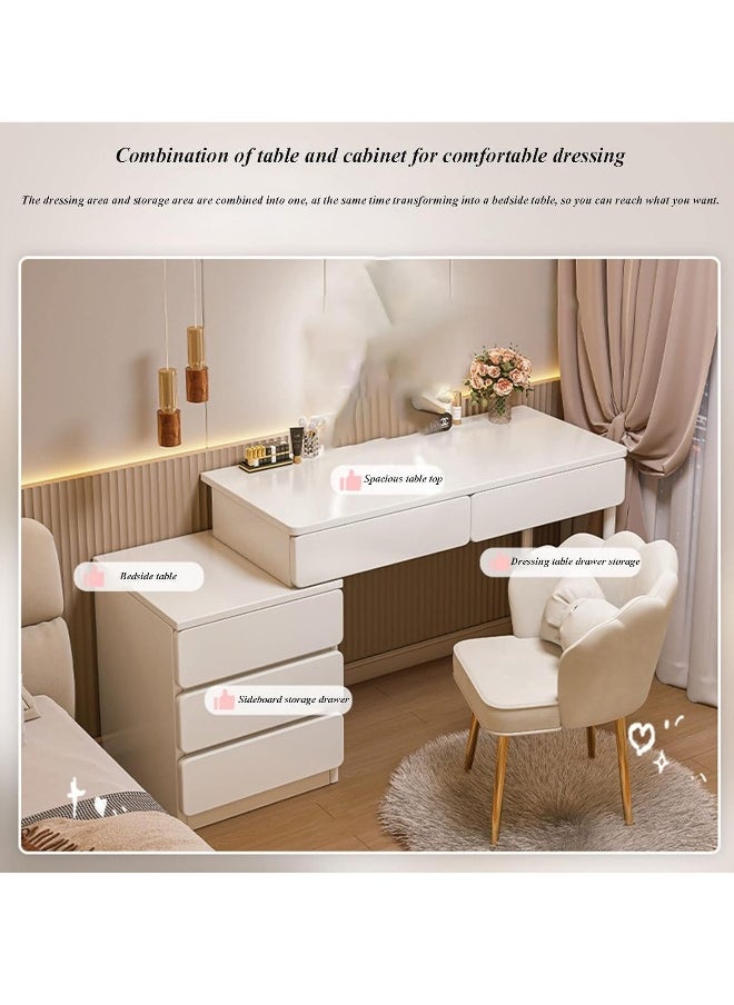 JOMILA Makeup Vanity Desk, Dressing Table with 5 Drawers, Dressing Table Set with Mirror, Storage Cabinets for Girls Dressing Table Bedroom Furniture Off White  - Image 5