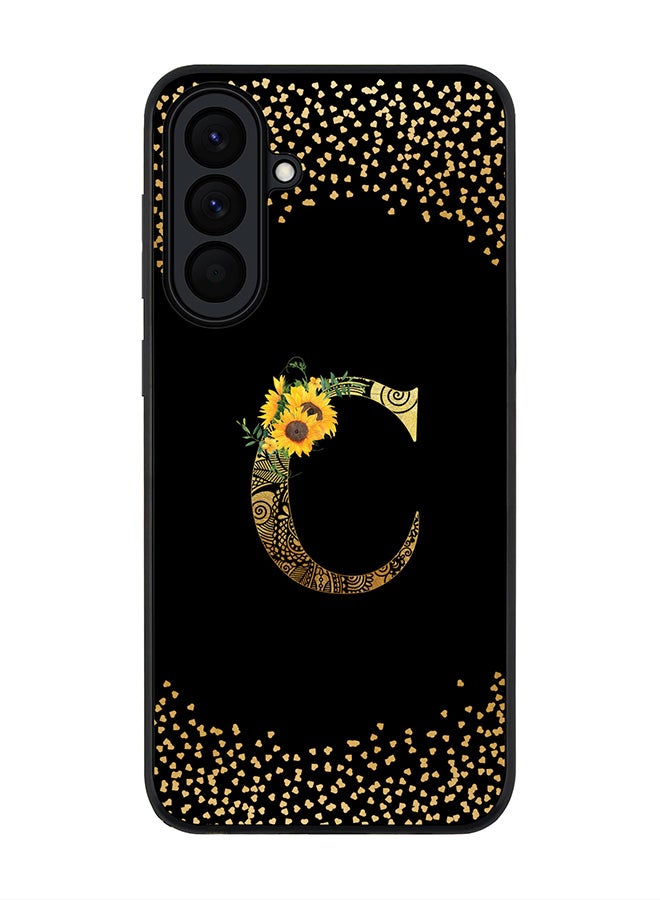 For Samsung Galaxy A57 Case,Slim fit Camera Protection, Shockproof Thin Phone cover  - Custom Floral Monogram - C ( Black )