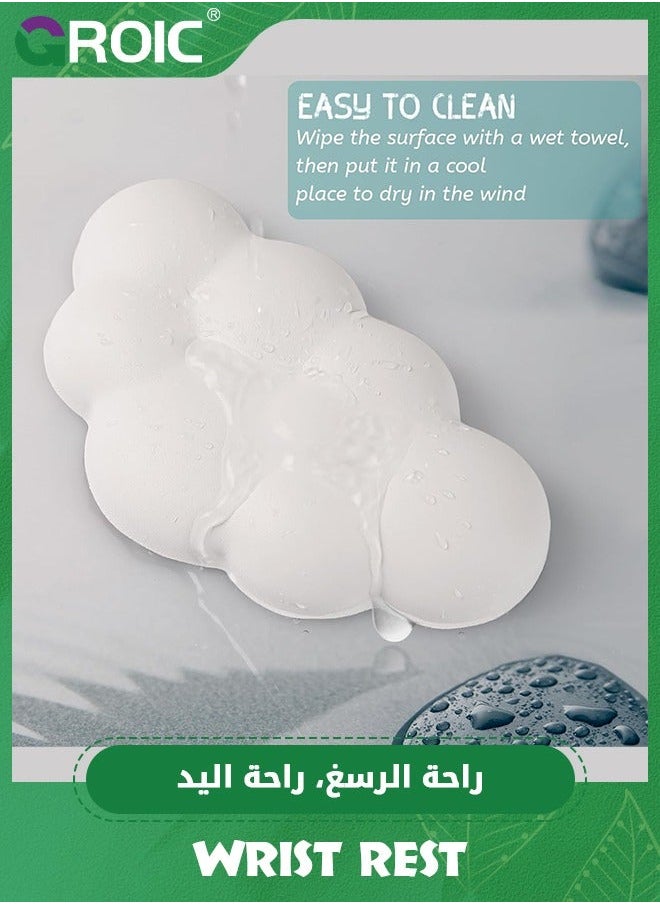GROIC 2 Pack Cloud Wrist Rest for Mouse, High Density White Green Memory Foam Pad with Non-Slip Base Ergonomic Soft PU Leather Pain Relief Mouse Support Office, Computer, Laptop  - Image 4