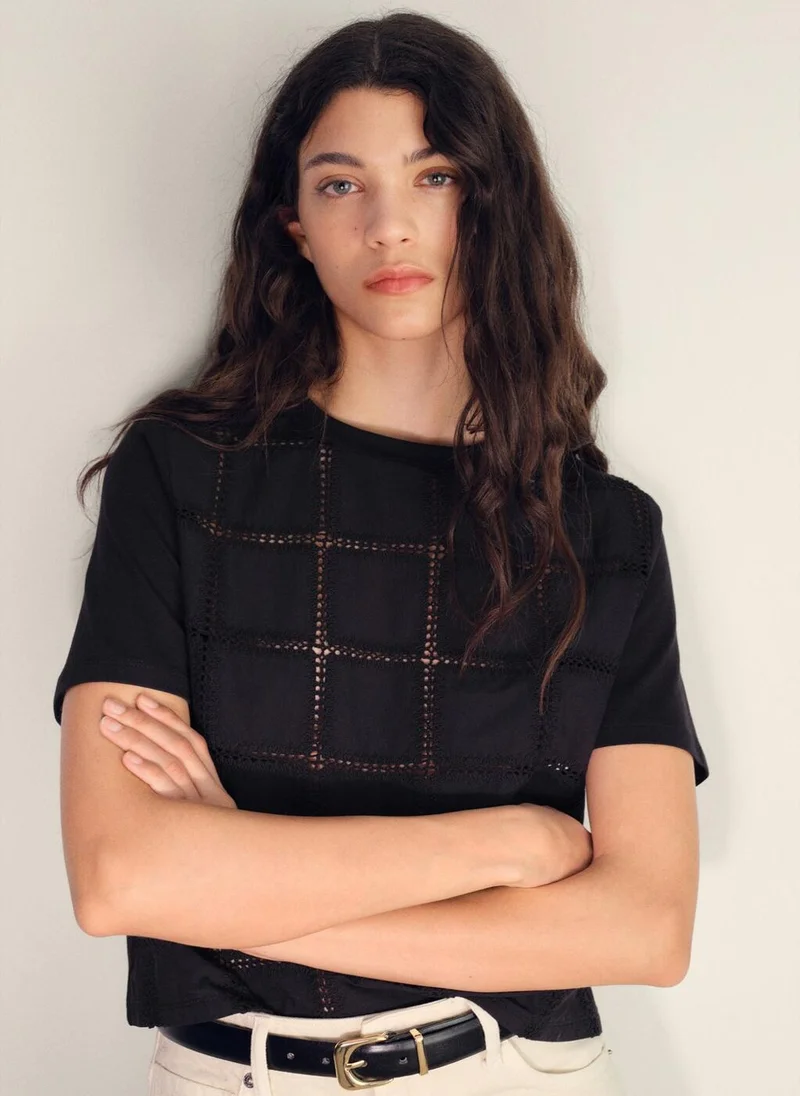 MANGO Embroidered detail T-shirt