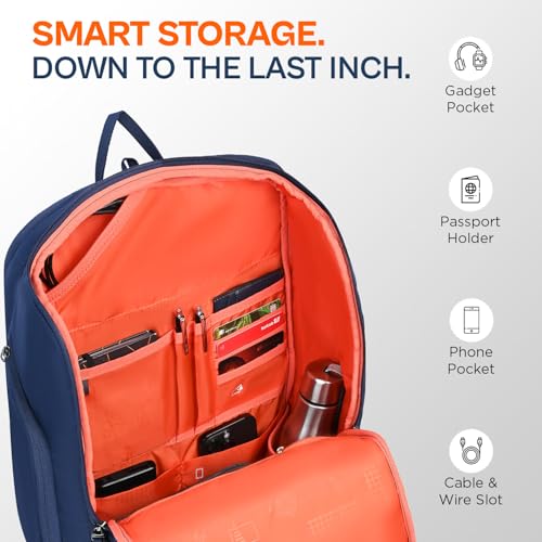 Skybags Rynex 01 XL Formal Backpack 32L with Laptop Compartment for Men & Women With Rain Cover,Smart Sleeve, Ergonomic Back & Shoulder Strap (Navy Blue) - Image 4