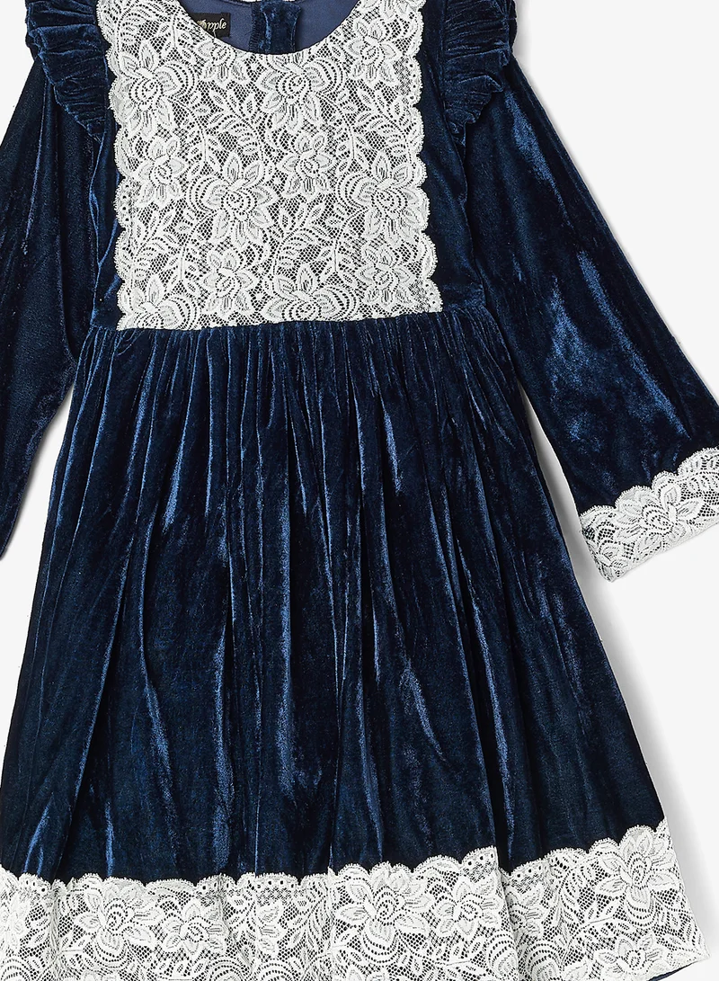 Little Golden Apple Lace Trimmed Dress